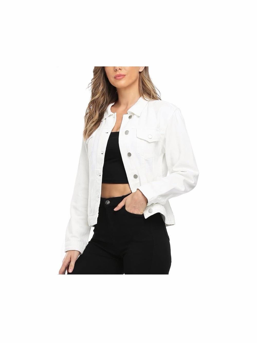 White Classic Denim Jacket - Women's Lightweight Jean Coat